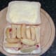 Chips laid over salmon