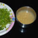 Step four: Add finely chopped green chilies, ginger, chopped coconut, soaked split chickpeas, finely chopped coriander leaves, crushed cumin and black pepper corns.