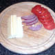 Cheddar cheese, red onion and tomato