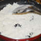 Step three: In the same pan, saute all-purpose flour with some ghee. Saute for 5 minutes or until you get a nice aroma.
