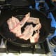 Cook the bacon until crispy.