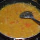 Step four: Add 3 cups of water. Mix well. Cover the pan and cook for three more minutes. By now, the veggies get cooked well.