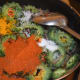 Step six: Add turmeric powder, sambar powder/curry powder, red chili powder, sugar, hing powder, and salt.