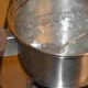 Boiling sugar-water mix.