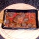 Wagyu beef meatballs in tomato salsa are removed from microwave