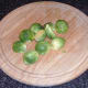 Washed, trimmed and halved sprouts