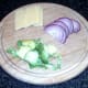 Sliced sprouts, cheese and onion