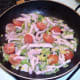 Sauteed ingredients are ready for egg mix