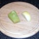 Celtuce stem and white onion pieces