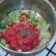 Solid soup ingredients are prepared and added to pot
