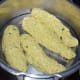 Step three: Knead together to make a firm, smooth dough. If needed, use bottle gourd water for kneading the dough. Divide the dough in four equal portions. Shape each of them like a cylindrical roll.