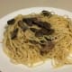Serving of drunken spaghetti with mushrooms