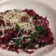 Red wine pho noodles with kale and Parmesan