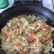 We sautéed coleslaw mix to save time.