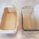In the meantime, line two loaf pans with parchment paper for each removal and cutting.