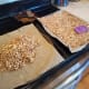 Spread it all out on your prepared cookie sheets.