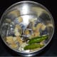 Step one: Make a coarse paste of ginger, garlic, and green chilies. Keep aside.