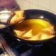 The fried samosa ready to be plated