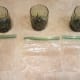 I started by laying out three small glasses and one sandwich bag per galass.