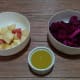 Apple, dragon fruit, and sweetened lemon juice