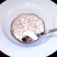 Enjoying coffee and mincemeat jelly with cream