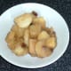Plated stewed apples, pineapple and mincemeat
