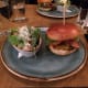 Old-Fashioned Burger and salad