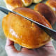 Cut the bun with a knife in the middle.