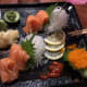 Salmon sashimi with Kuchi's delicious fresh wasabi.