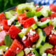 watermelon salad with feta and cucumber