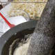 Smooth salt and garlic paste ready to be added to the dehydrated cabbage pieces
