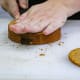 Slicing the cake into 2 for the layers of the shortcake (Step 12).