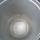 Bucket hanging on the spile, already collecting sap.