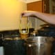 The jars are placed in a water bath canner for 15 minutes.