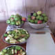 Apples are quartered and seeds are cores are removed.