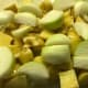 Chopped onions and potatoes before seasoning