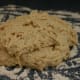 (Step 1) The bread dough before it has been kneaded.