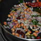 Add chopped onions. Saute until they become pinkish.