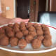 I forgot to take a photo of a crumbled cake. Cake balls formed from the mixture of crumbled cake with nougat cream.