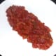 Plated tomato sauce bed