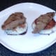 Liver is laid on potato cakes