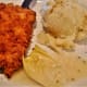 Veal Milanese with artichoke butter and garlic mashed potatoes