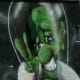 Green outer spaceman on the mural