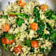 Turn off the heat, then add in the tomatoes, pesto, and spinach and stir until the spinach is cooked through and entirely wilted.