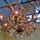 Unique chandelier inside Rio Ranch main dining room