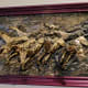 Sculptural artwork on the walls