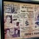 Old newspaper ads decorate the walls