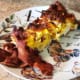Bake at 450 degrees for 25-30 minutes. Serve generous portions with extra slices of bacon. Enjoy with a glass of cold milk or a hot mug of coffee.