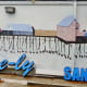A portion of the mural on the back of the building