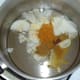 Onions, garlic and spices are sauteed in vegetable oil